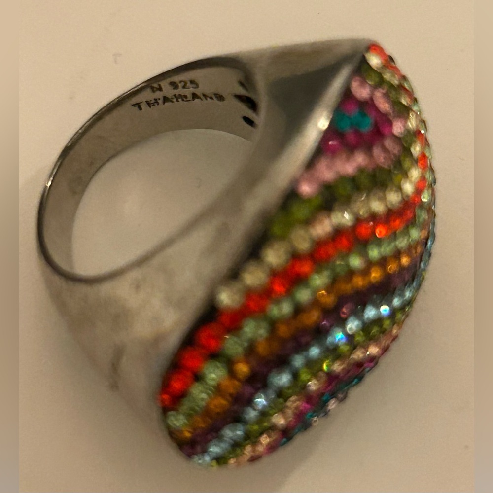 Multicolor Crystal Statement Ring - image 4